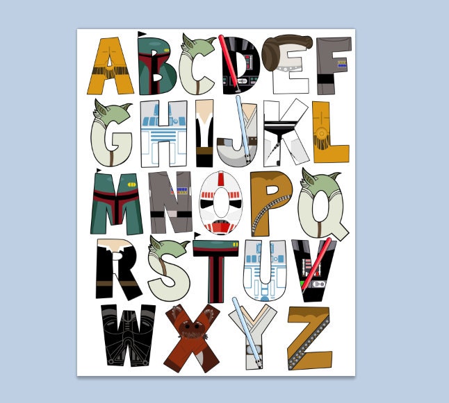 Star Wars Alphabet poster 16x20 and letter pack Digital File Etsy