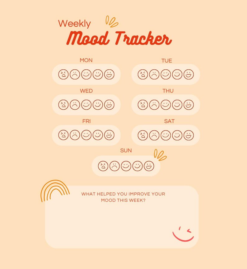 Weekly Mood Mood Tracker Printable Bundle | Daily, Weekly, Monthly Mental Health ...