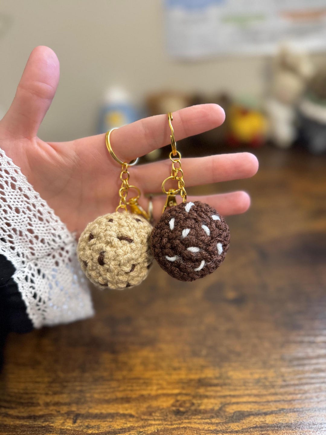 Key Chain Choco Crochet Cookie Keychain – Chocolate Chip, White Chip Bag Charm - Etsy