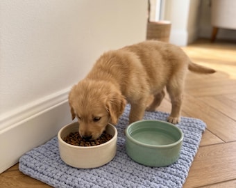 犬好きへのギフト かぎ針編みの給餌マット | 手作りペット用ボウルプレイスマット 7色