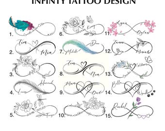 Ontwerp op maat met oneindigheidssymbool | gepersonaliseerd tattoo-ontwerp | direct downloaden png-SVG