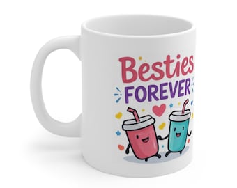 Best Friends Mug Gift, Besties Forever Mug, Friendship Coffee Mug, Cute Friend Gift Cup