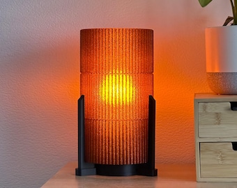 Amber Night Lamp Japandi 3D Printed, Warm Bedside Light, Cozy Bedroom Decor