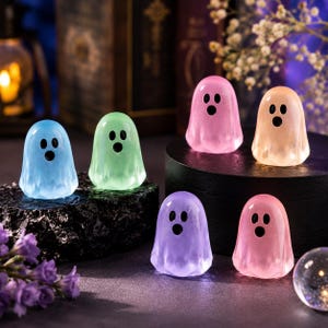 Lysande spökminiatyrer | Spökfigurer som lyser i mörkret | Halloweendekoration | Feträdgårds- och terrariumdekor