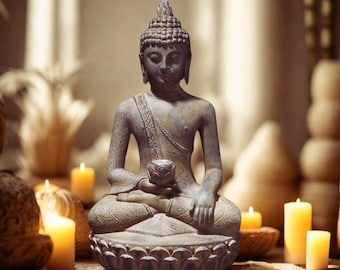 Estatua de Buda Zen Solar para Jardín, Decoración Exterior, Escultura de Meditación con Luz LED, Adorno Espiritual para Patio y Entrada, Regalo