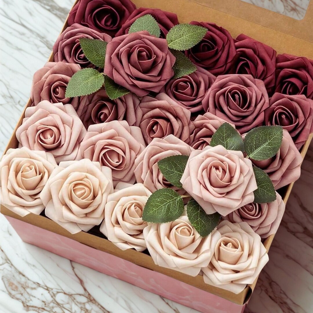 Diy Gradient Roses Green Gradient Artificial Rose Bouquet Kit 25pcs DIY Wedding Flowers ...