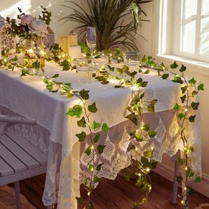 Ivy Leaf String Lights Battery Powered Fairy Lights Green Vine Garland Bedroom Wall Wedding Room Decor 10m 100 LED