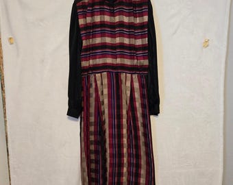 VINTAGE Francesca of Damon for Starington Silk Plaid Button Up Shirt Dress