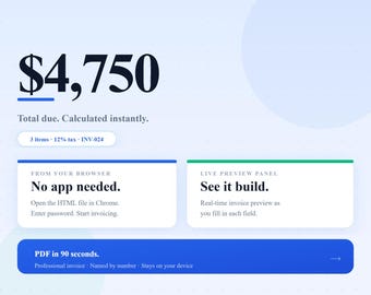Freelancer Fakturaskapare — Skapa professionella servicefakturor och exportera till PDF med ett klick