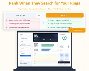 Etsy SEO för smyckesförsäljare — Taggar och titlar som rankar handgjorda halsband och ringar