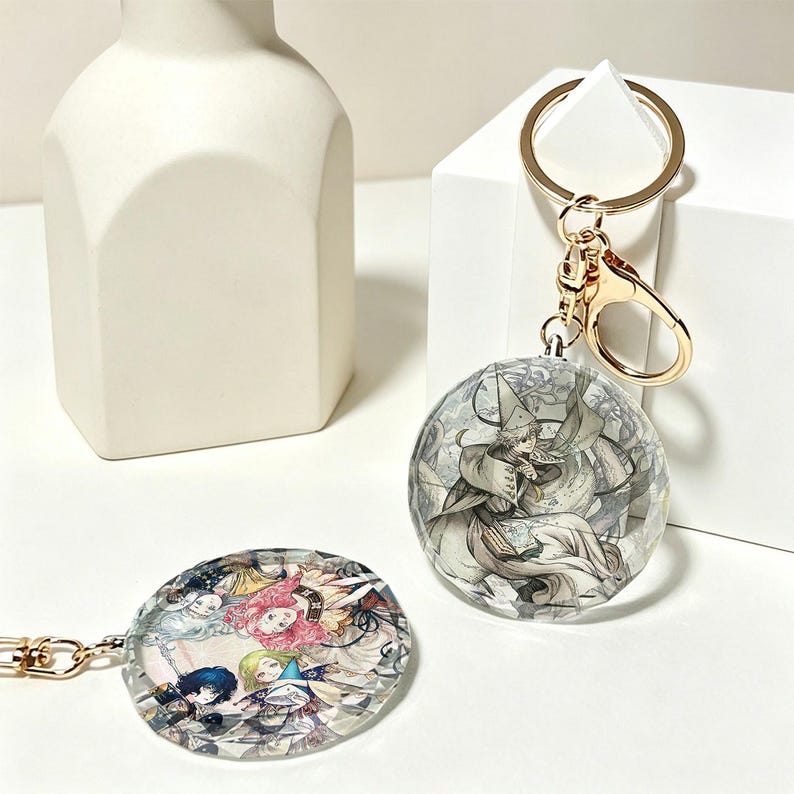 Witch Hat Atelier Crystal Glass Keychain, Qifrey Fan Art Bag Charm, WHA Anime Jewelry, Glass Ornament 画像 4