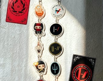 Twenty One Pilots Acrylic Chain, TØP Merch Bundle, Clancy & Ned Keychain, Eras Logo Charm Set