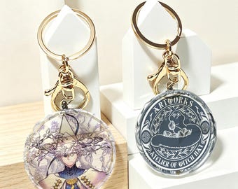 Witch Hat Atelier Crystal Glass Keychain, Qifrey Fan Art Bag Charm, WHA Anime Jewelry, Glass Ornament