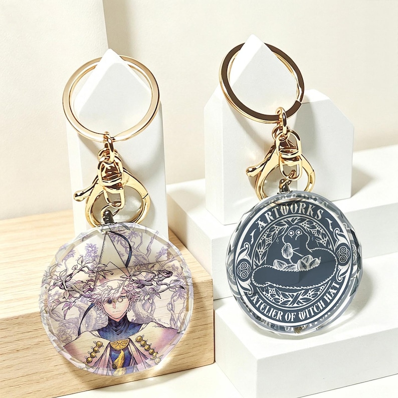 Witch Hat Atelier Crystal Glass Keychain, Qifrey Fan Art Bag Charm, WHA Anime Jewelry, Glass Ornament 画像 1