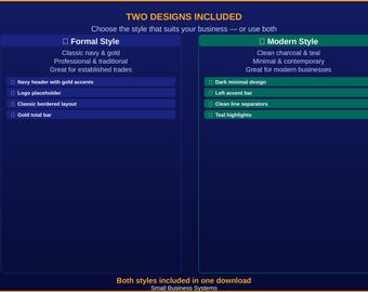 Google Sheets Invoice Generator | Formal, Modern Styles (Trades, VAT)