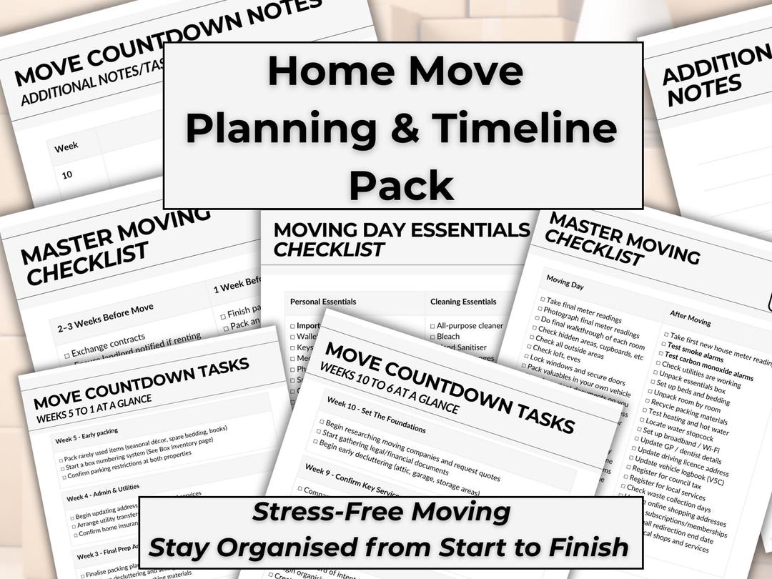 Moving Planner Printable | Moving Timeline & Checklist Pack | 10‑week ...