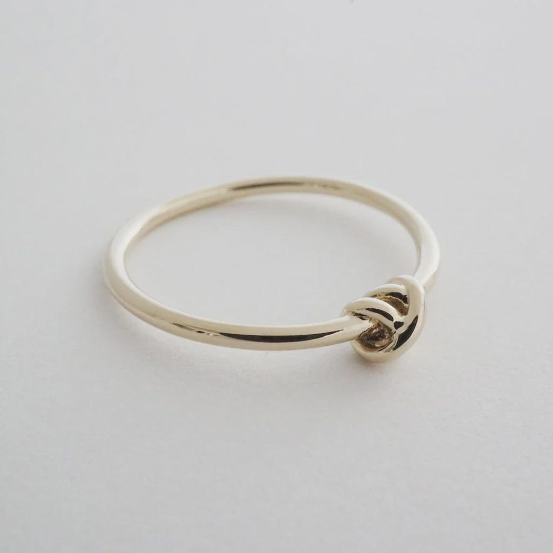Sterling Silver Gold Finish Knot Ring, Minimalist Dainty Band ...