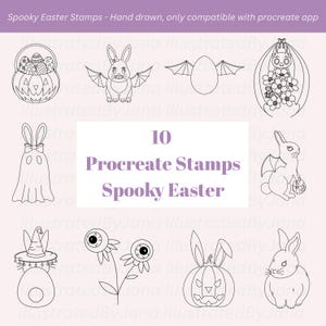 Lot de 10 tampons Procreate : Pâques effrayantes (téléchargement numérique)