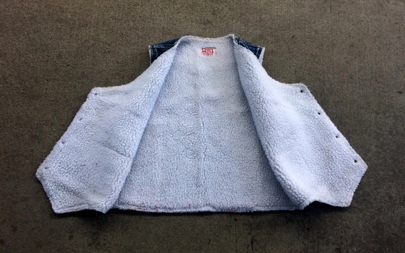 X-large Sherp -- Vintage blue denim shearling Lev… - image 3