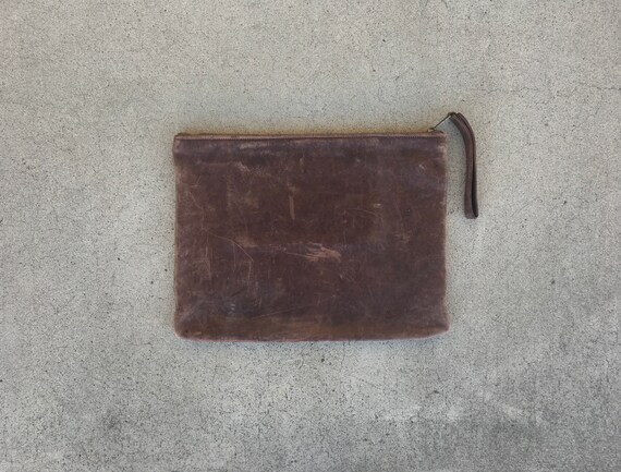 Posh Pouch -- Medium sized rectangular brown leat… - image 2