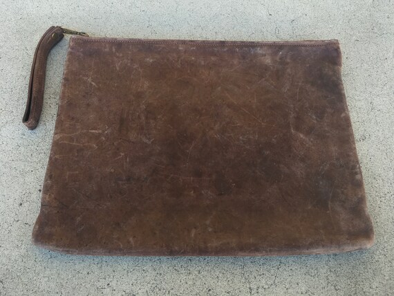 Posh Pouch -- Medium sized rectangular brown leat… - image 3