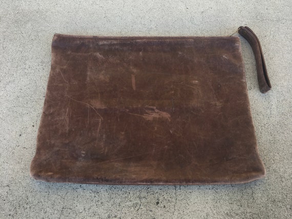 Posh Pouch -- Medium sized rectangular brown leat… - image 4