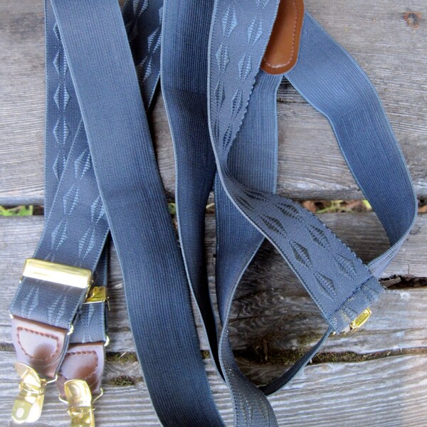 Graphite Bracers -- Vintage gray elastic adjustable clip-on suspenders -- Made in Germany