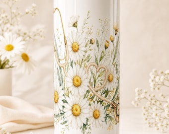 April Geburtsblume Stethoskop Tumbler Wrap PNG, Daisy Nurse Sublimation, 20 Unze Skinny Tumbler Design, Krankenschwester Geburtstagsgeschenk