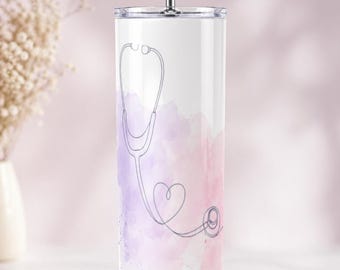 Stethoskop-Herz-Becher-Verpackung, Sublimationsdesign, Geschenk für das Pflegepersonal, Krankenschwester-Anhänger, Doktor, medizinische Liebe