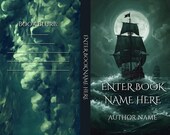 Dark Pirate Fantasy Book Cover Template Canva | Nautical Gothic Ship Moon Premade | Self Publishing Indie Author KDP