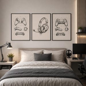 Gamer Teen Boy Wall Art | Set of 3 Gaming Room Decor Poster
