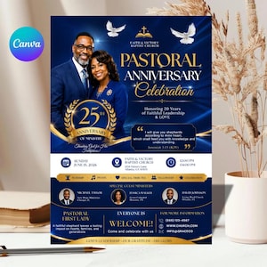 Pastoral Anniversary Flyer Template , Pastor Appreciation Flyer, Church Anniversary Invitation, Church Event Program Editable,