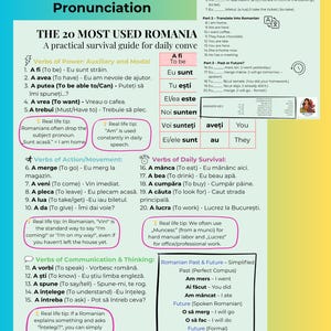 Romanian Verbs Cheat Sheet / 20 Essential Verbs / Printable Study Guide with Native Audio & Video