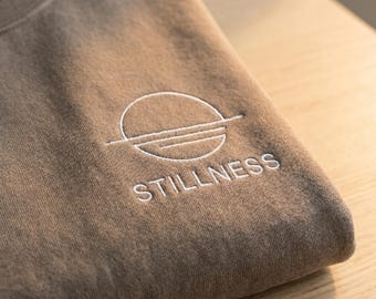 Embroidered Hoodie, Stillness Top, Minimalist Pullover, Mindful Clothing Gift, Quiet Luxury Sweatshirt