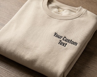 Individuell besticktes Sweatshirt, Top mit benutzerdefiniertem Text, personalisiertes Geschenk, minimalistischer Pullover, Quiet Luxury Wear, NYC Streetwear, Premium Fleece