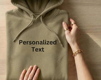 Benutzerdefinierter Text Hoodie, personalisiertes Komfort-Sweatshirt, College Letters Rundhalsausschnitt