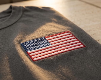 USA Flag Embroidered T Shirt, Soccer Fan Shirt, Minimalist Match Day Tee, National Colors Gift, Summer Game Day Apparel