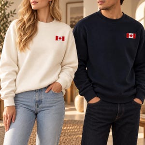 Canada Flag Embroidered Sweatshirt, Unisex Premium Crewneck