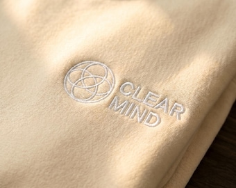 Clear Mind Embroidered Hoodie, Mental Health Gift Sweatshirt, Minimalist Pullover, Quiet Luxury Earth Tone Top