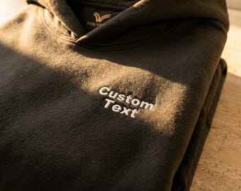 Custom Embroidered Hoodie, Personalized Gift, Custom Text Pullover, Minimalist Sweatshirt, Quiet Luxury