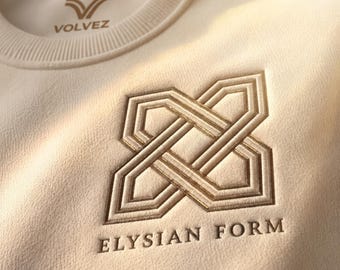 Embroidered Logo Sweatshirt, Elysian Form Pullover, Quiet Luxury Hoodie, Minimalist NYC Streetwear Gift