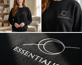 Besticktes Essentialismus-Sweatshirt, minimalistischer Hoodie aus 100% Baumwolle, schwerer Boxy-Fit-Pullover, ruhiger Luxus NYC Streetwear-Bekleidung