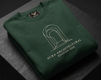 Aura Architekt Edition Eins, Minimalistisches Portal, Ruhiger Luxus NYC Streetwear, Dunkles Academia Line Art Fleece, Grafik Sweatshirt