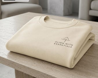 Align With Essentials Embroidered Sweatshirt, Quiet Luxury Crewneck, Minimalist Wellness Pullover, Aesthetic Gift, Earth Tone Apparel