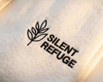 Silent Refuge Embroidered Hoodie, Minimalist Botanical Pullover, Quiet Luxury Sweatshirt, Mental Health Gift