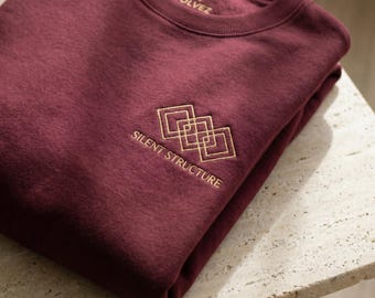Embroidered Shirt With Geometric Emblem, Quiet Luxury Sweatshirt, Minimalist Pullover, Silent Structure Fleece Apparel