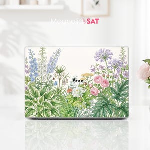 Hp Laptop Skin  White Background With Light-Colored Lupin Peony And Hosta Herbal Hp Laptop For Envy  Victus  Zbook Elite Probook Series