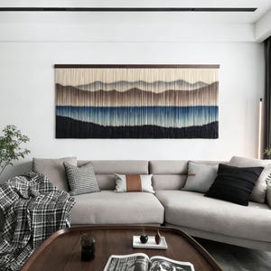 Hand-Dyed Cotton Rope Wall Hanging, Boho Macrame Tassel Tapestry, Living Bedroom Creative Decor