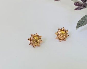 You are my sunshine// Itty bitty sunshine Studs /// Brass with .925 Sterling Silver posts