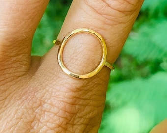 16g Hammered  Karma Ring [14k Yellow Gold Fill] Stacking Ring - custom made to order